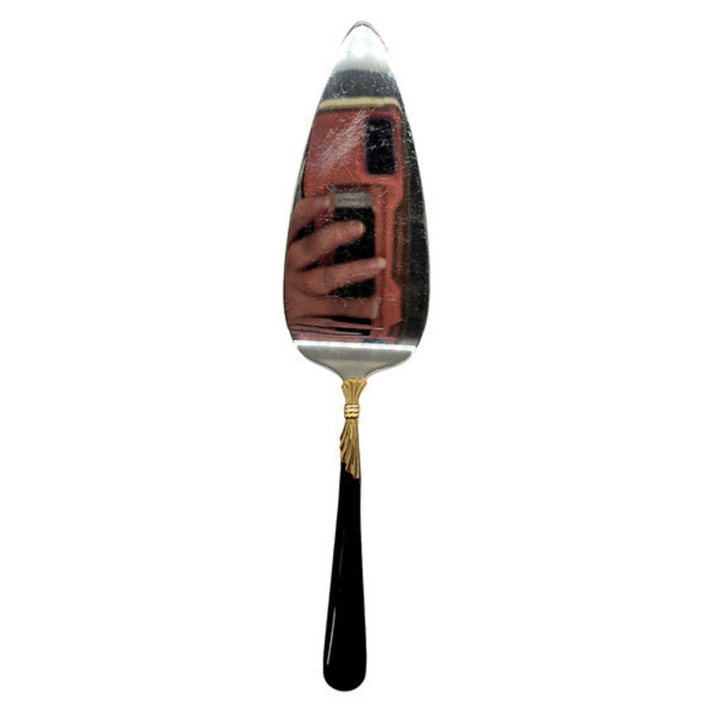 Yamazaki 18/8 Stainless LINDI Black Handle GOLD Accent Vintage‎ Pastry Server